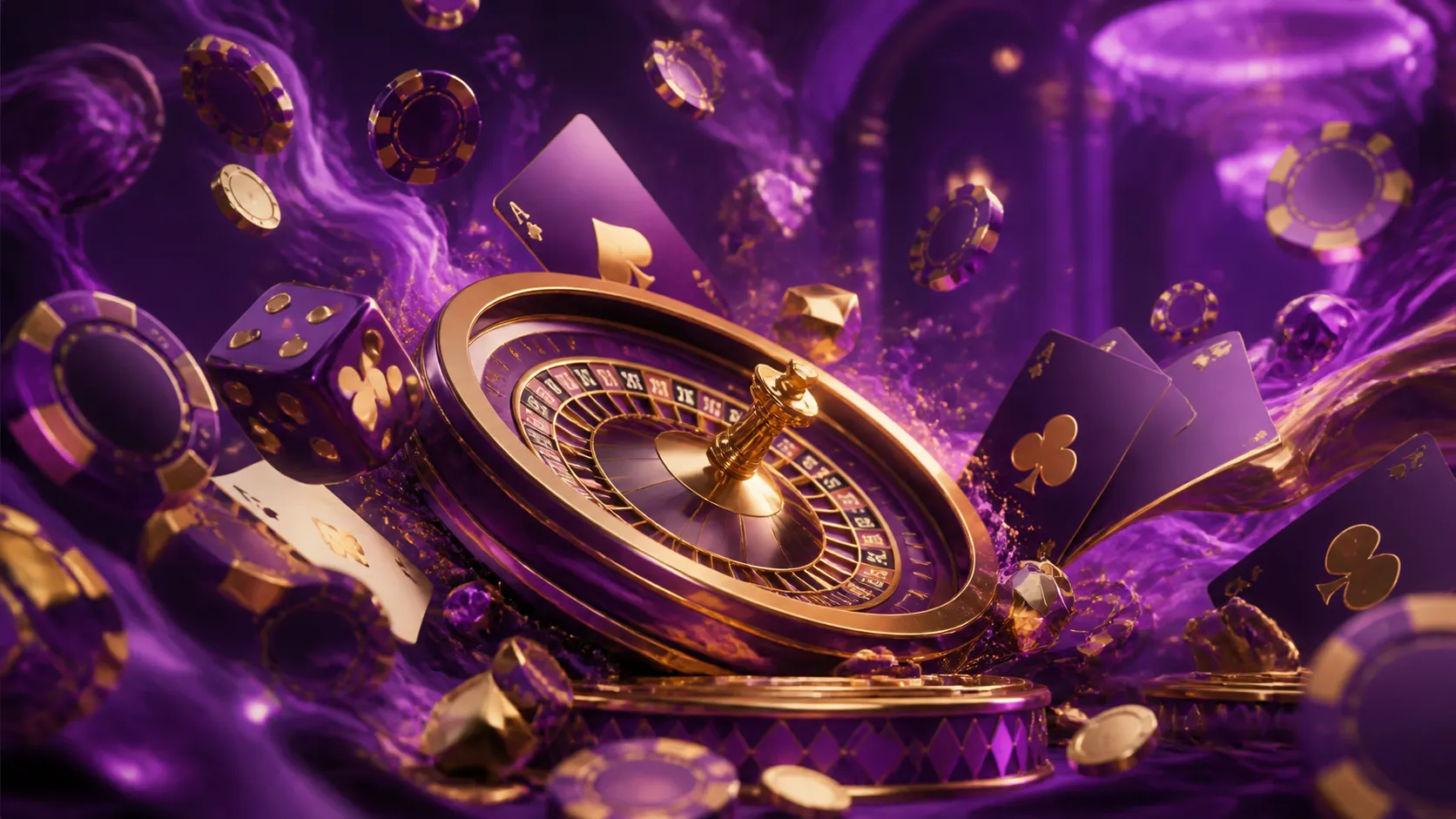 Luxurious casino banner for Playbaze with a theme reflecting the brand's unique concept, showcasing premium poker chips and g